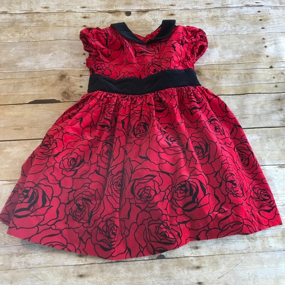 red and black velvet dress